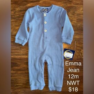 Blue Ribbed Kids Romper
